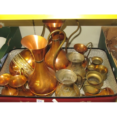 26 - Box of Copper Jugs & Brass Ware.