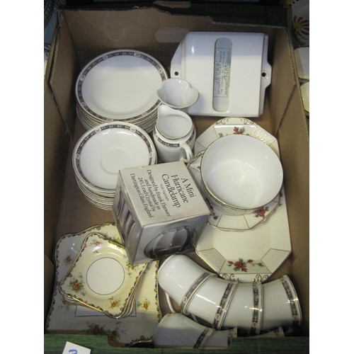 30 - Box to Include Mini Hurricane Lantern, Vintage Toilet Paper Holder & Other China.