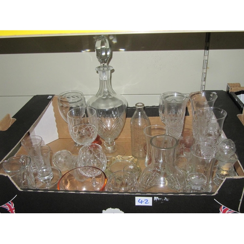 42 - Box of Glasses, Decanter etc.