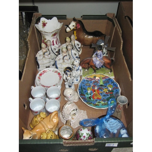 51 - Box of China - Continental Figures, Jersey Cow & Other Figures.