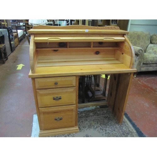 527 - Solid Pine Roll Top Desk.