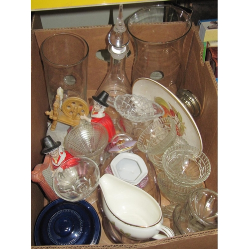 59 - Box of Glass Ware, Welsh Lady Figures & China etc.