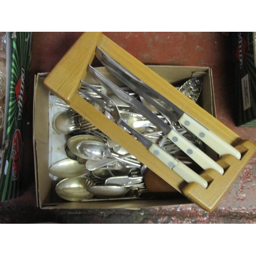 6 - Box of Assorted Cutlery & Carving Set.