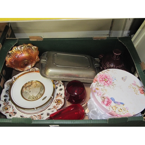 60 - Box to Include China, Plated Tureen, Carnival Glass etc.