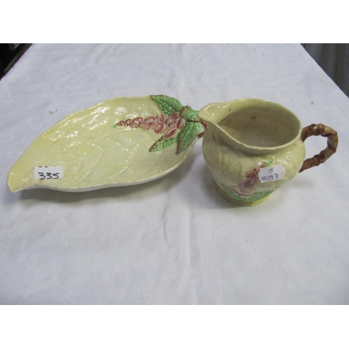 335 - Carlton Ware Leaf Jug & Dish.