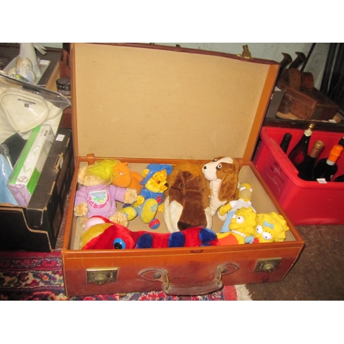 119 - Vintage Suitcase & Quantity of Toys Including The Simpsons, Teddy Bear etc.