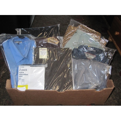 135 - Box to Include NEW Packaged Trousers, Shirts, Vests & Socks etc.