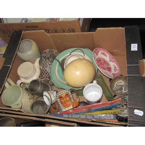 138 - Box to Include Ostrich Egg, Plated Ware & China etc.