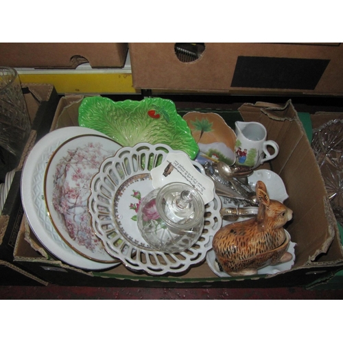 18 - Box of Assorted China Includes Rabbit Trinket Box, Spoons, Dishes etc.
