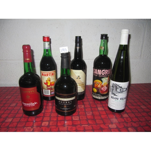 191 - Ready Made Party - Three Bottles of Sherry, Martini Rosso, White Wine & Sangria.