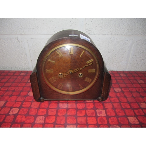 197 - Oak Cased Deco Style Mantle Clock.