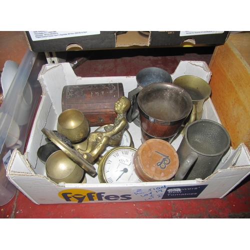 2 - Box of Plated, Pewter & Wooden Items.