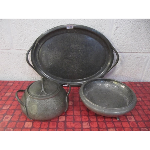 211 - Vintage Pewter Tray, Bowl, Tureen & Lid.