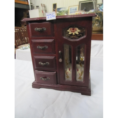 226 - Jewellery Cabinet Box with 4 Drawers & Side Cabinet.