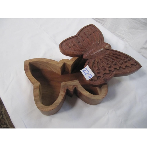 227 - Wooden Twist Lid Butterfly Box.