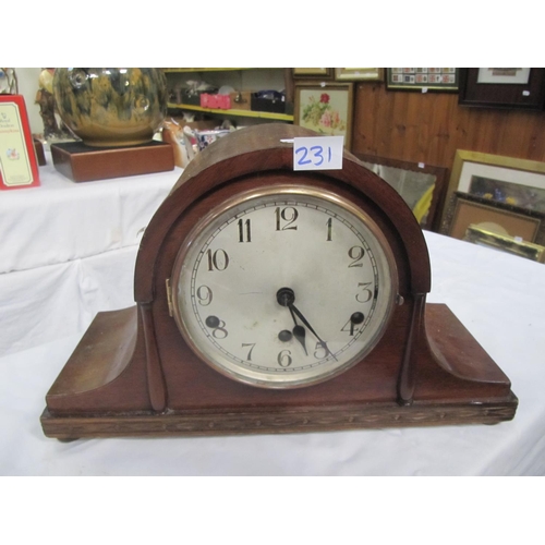 231 - Oak Dome Top Mantle Clock.