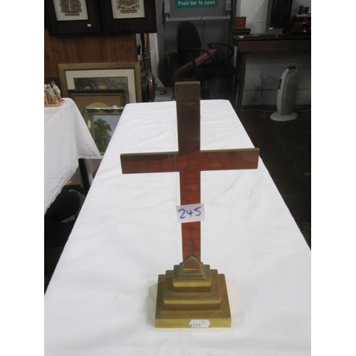 245 - Heavy Brass Table Crucifix.