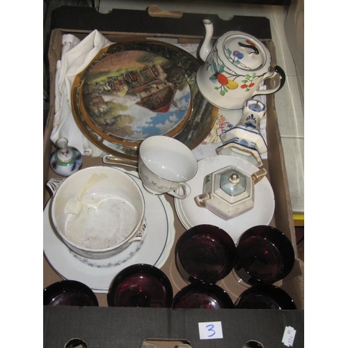 3 - Box to Include Plates & Glass Ware etc.