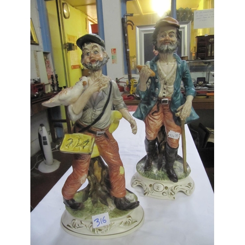 316 - Two Male Capodimonte Figures - Bird Keeper & Baker.