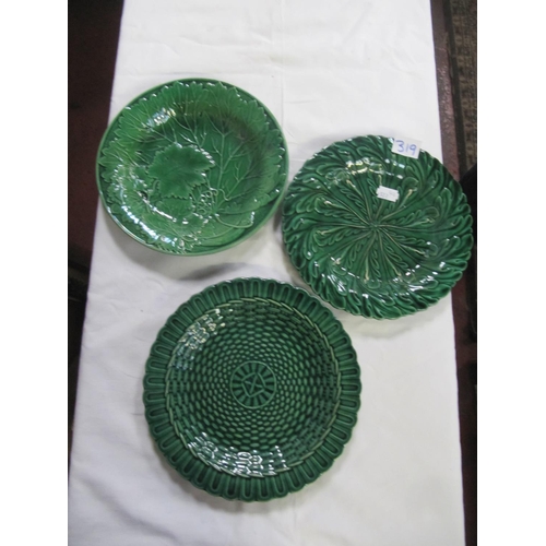 319 - Three Majolica Style Leaf Plates.