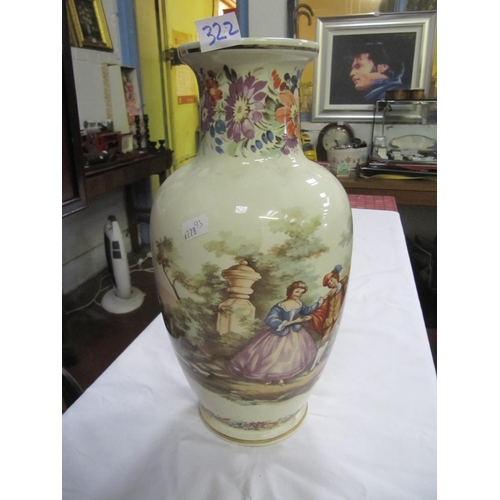 322 - Hand Painted Oriental Dancing Couple Vase.