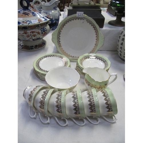 337 - 21 Piece Royal Albert Green & Gilt Rimmed Tea Set.