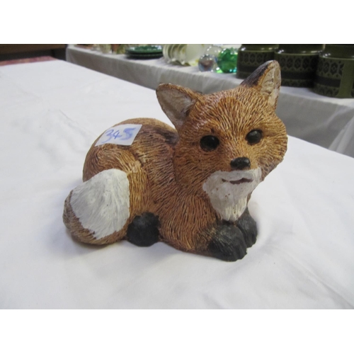 345 - Laying Fox Cub Hand Made Heavy Figure.