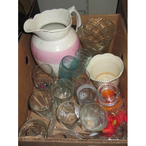 46 - Box to Include Large Jug, Glass Ware, Vases, Jardiniere etc.