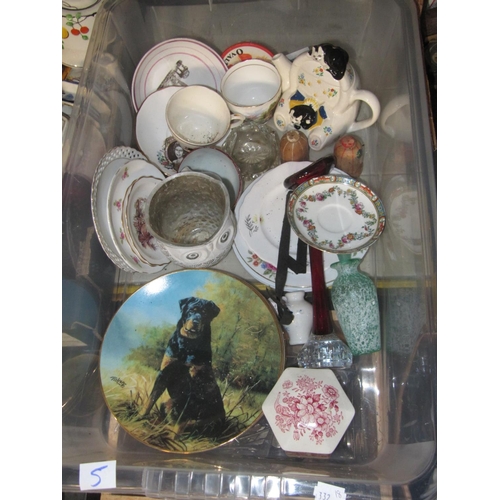 5 - Box of China to Include Collectable Plates, Novelty Tea Pot & Vase.