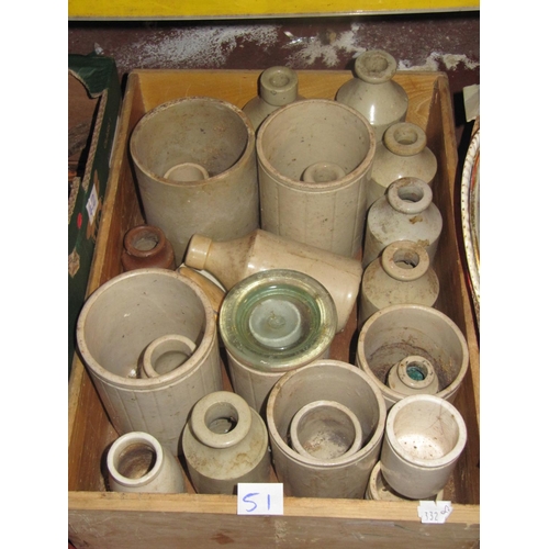 51 - Box of Vintage Earthenware Jars etc.