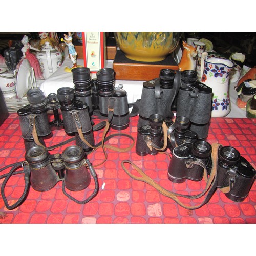 106 - 6 Leather Cases Binoculars Includes Kershaw.