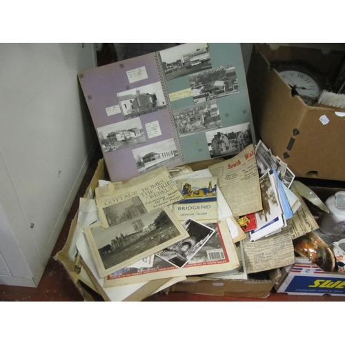 1 - Box of Welsh History to Include Postcards, Photos, Books etc.