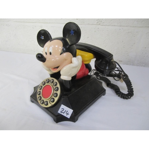 214 - Vintage Push Button Mickey Mouse Telephone.