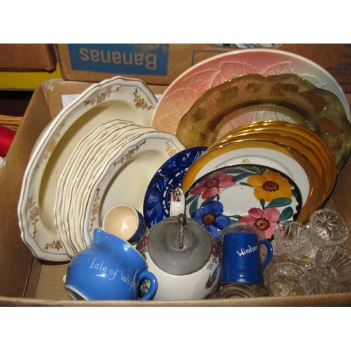 22 - Box of Assorted China, Plates, Glass Ware, Tea Pot etc.