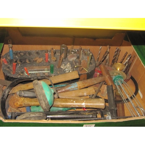 25 - Box of Assorted Tools, Drill Bits etc.