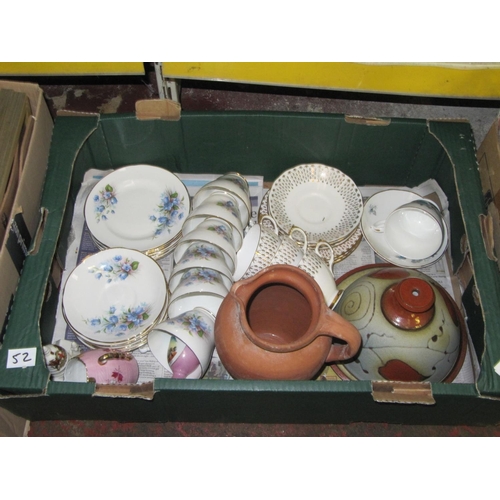 52 - Box of Tea Sets, Tagine Cook Pot & Pottery Jug.