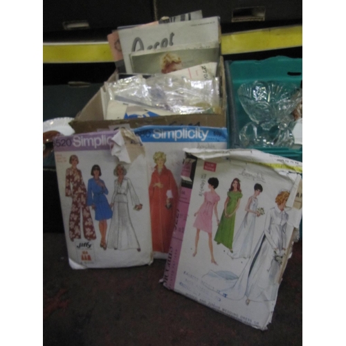 53 - Box of Vintage Dress Patterns, Needlework and Embroidery Items.