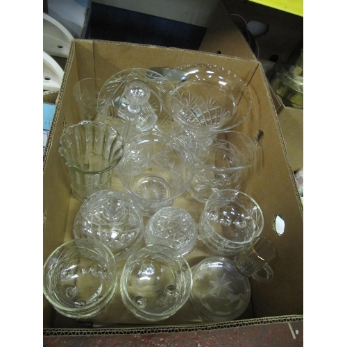 8 - Box of Glass Ware - Jugs, Vases, Cut Glass etc.