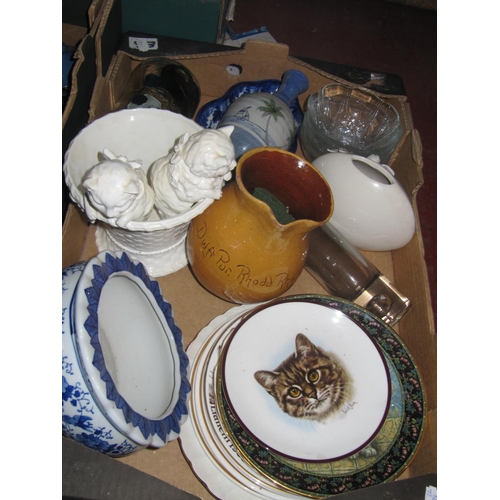 103 - Box to Include Plates, Jardiniere, Glass Dishes etc.