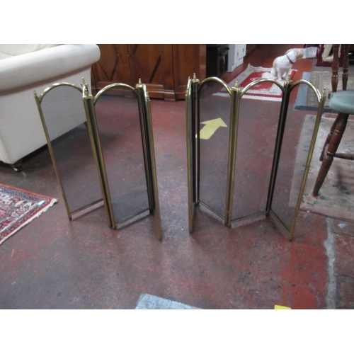 110 - Two Folding Brass Edged Fire Screens.