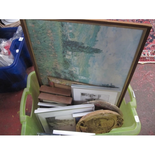 113 - Box of Pictures, Frame & Plates.