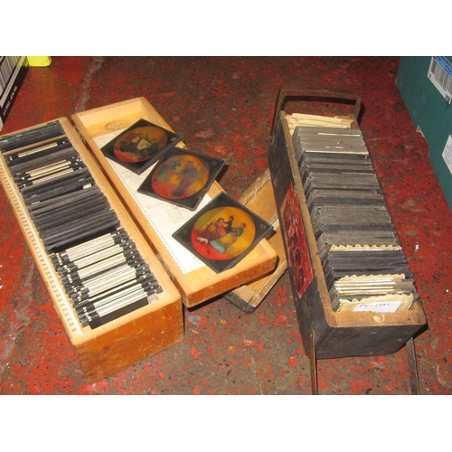 12 - Two Cases of Magic Lantern Slides - Queen Victoria, Churches, Castles etc.