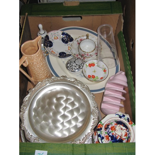 36 - Box of Assorted China, Gaudy Welsh, Plated Ware, Alfred Meakin Plate etc.