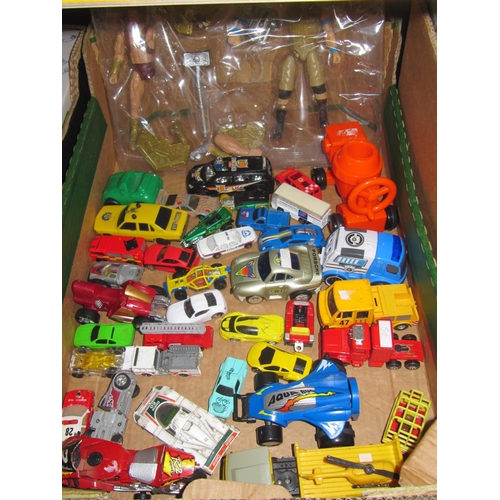 61 - Box of Toy Vehicles & Action Figures.