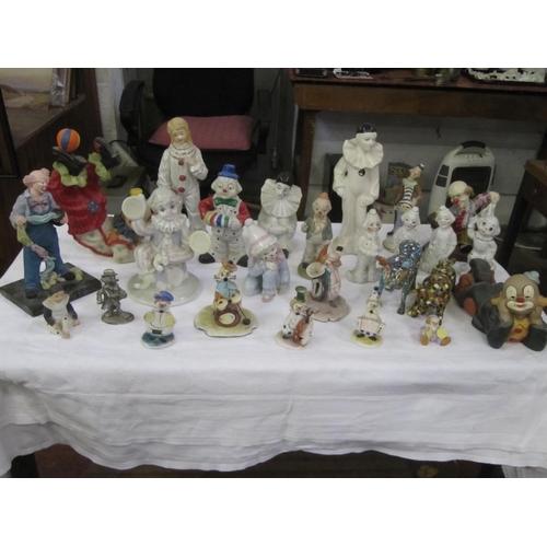 77 - Box of Clowns & Two Mosaic Bull Figures.