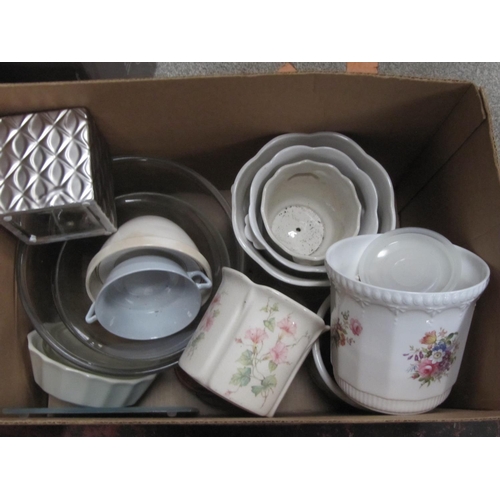 91 - Box of Glass Bowls, Jardinières, Pudding Bowls etc.