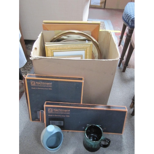 102 - Box of Picture Frames, Mirror, Vase etc.