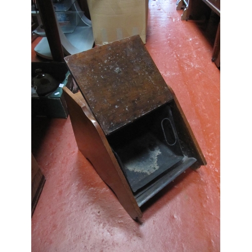 162 - Wooden Coal Scuttle Box with Original Liner.