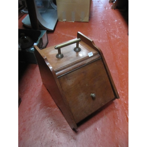 162 - Wooden Coal Scuttle Box with Original Liner.