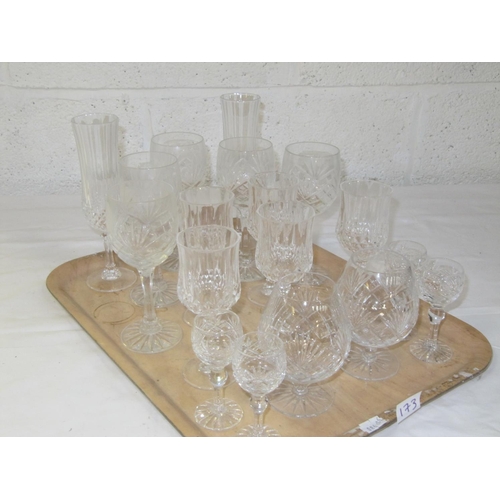 173 - Tray of Cut Glass Glasses.